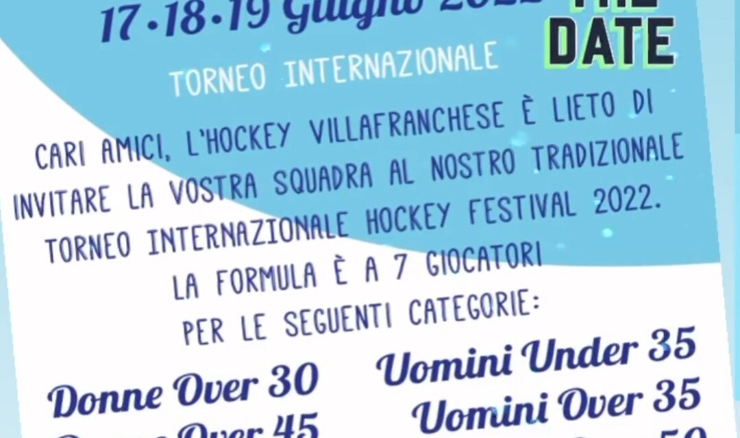 Villafranca, ecco le date dell’Hockey Festival: dal 17 al 19 giugno