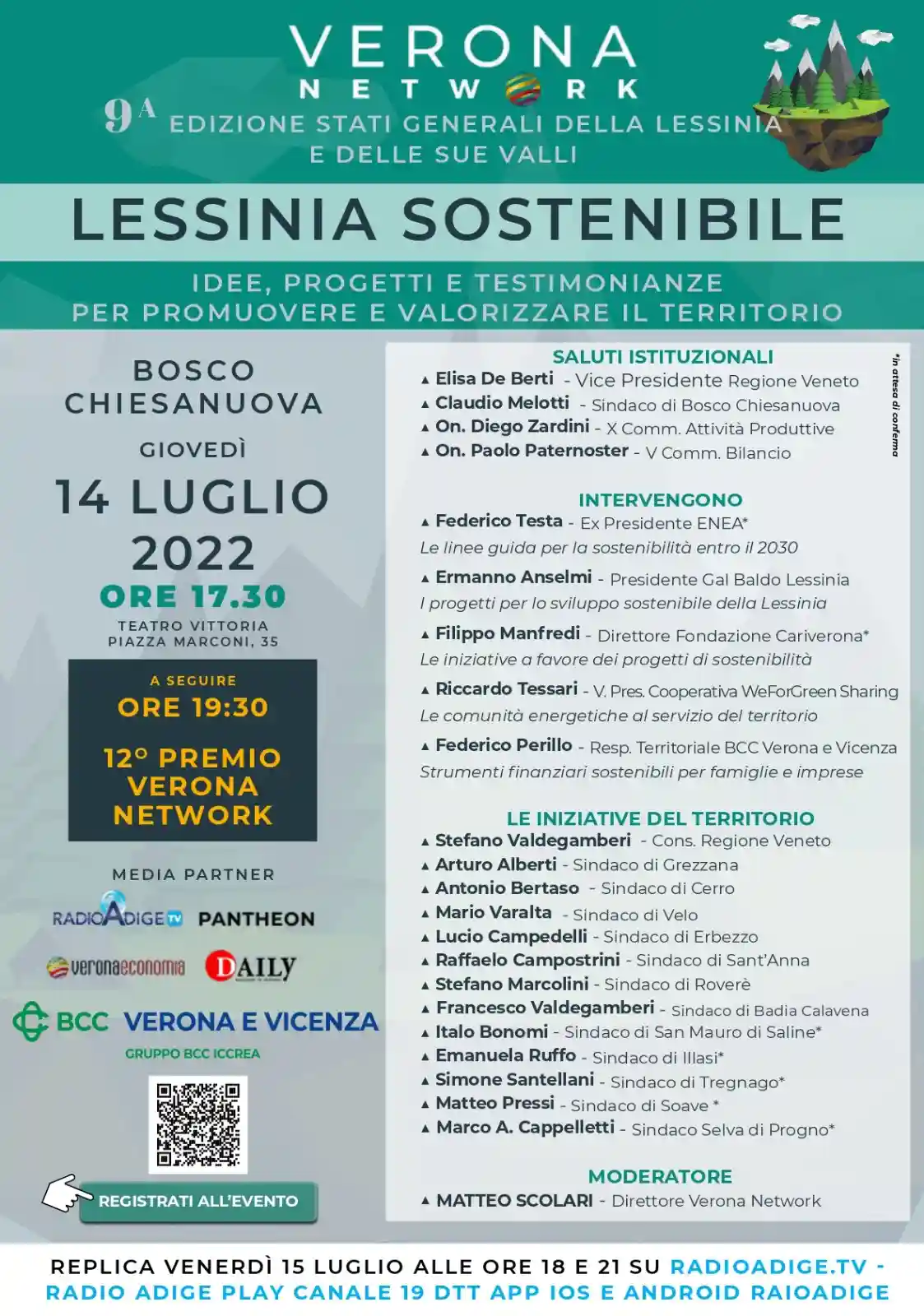 Premio Verona Network, giovedì a Bosco Chiesanuova l’edizione 2022. Focus sulla Lessinia sostenibile