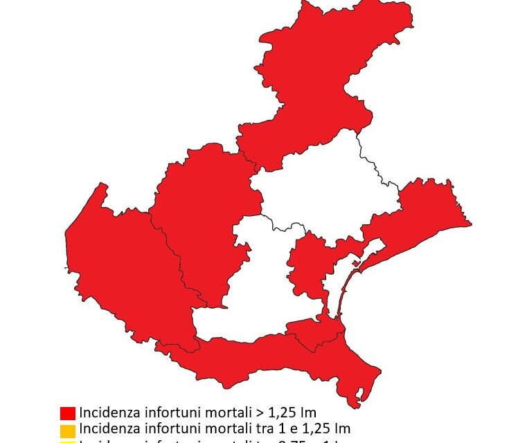 Infortuni sul lavoro, il Veneto precipita verso la zona rossa: 47 decessi a giugno, dieci in provincia di Verona, la peggiore in regione