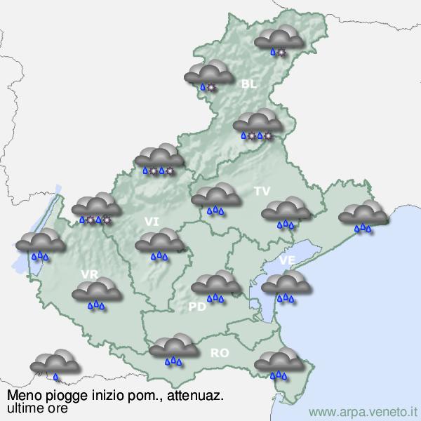 Meteo Veneto, precipitazione in serata e nella notte. Attenzione alle gelate