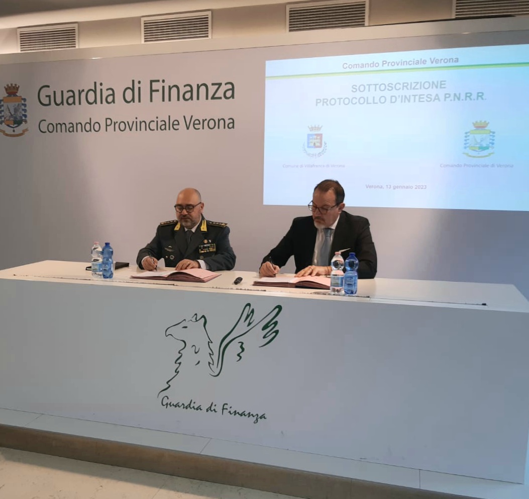 Villafranca firma con la Guardia di Finanza il protocollo per combattere i “furbetti” del PNRR
