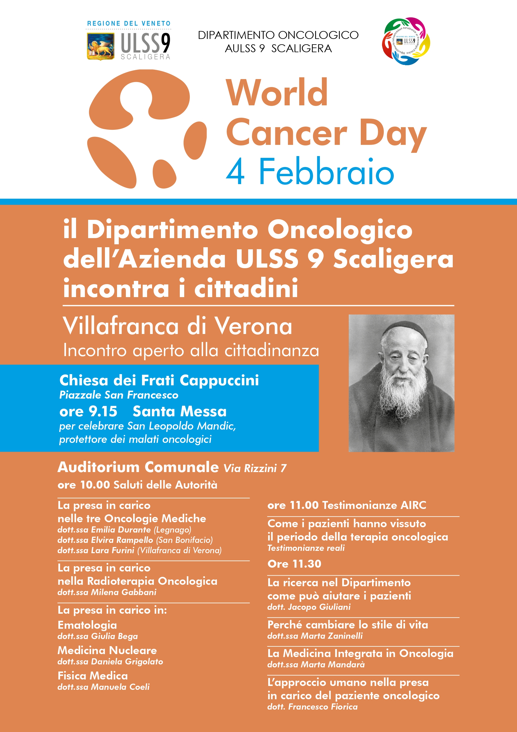 World Cancer Day, a Villafranca i migliori specialisti spiegheranno ai cittadini come si combatte oggi