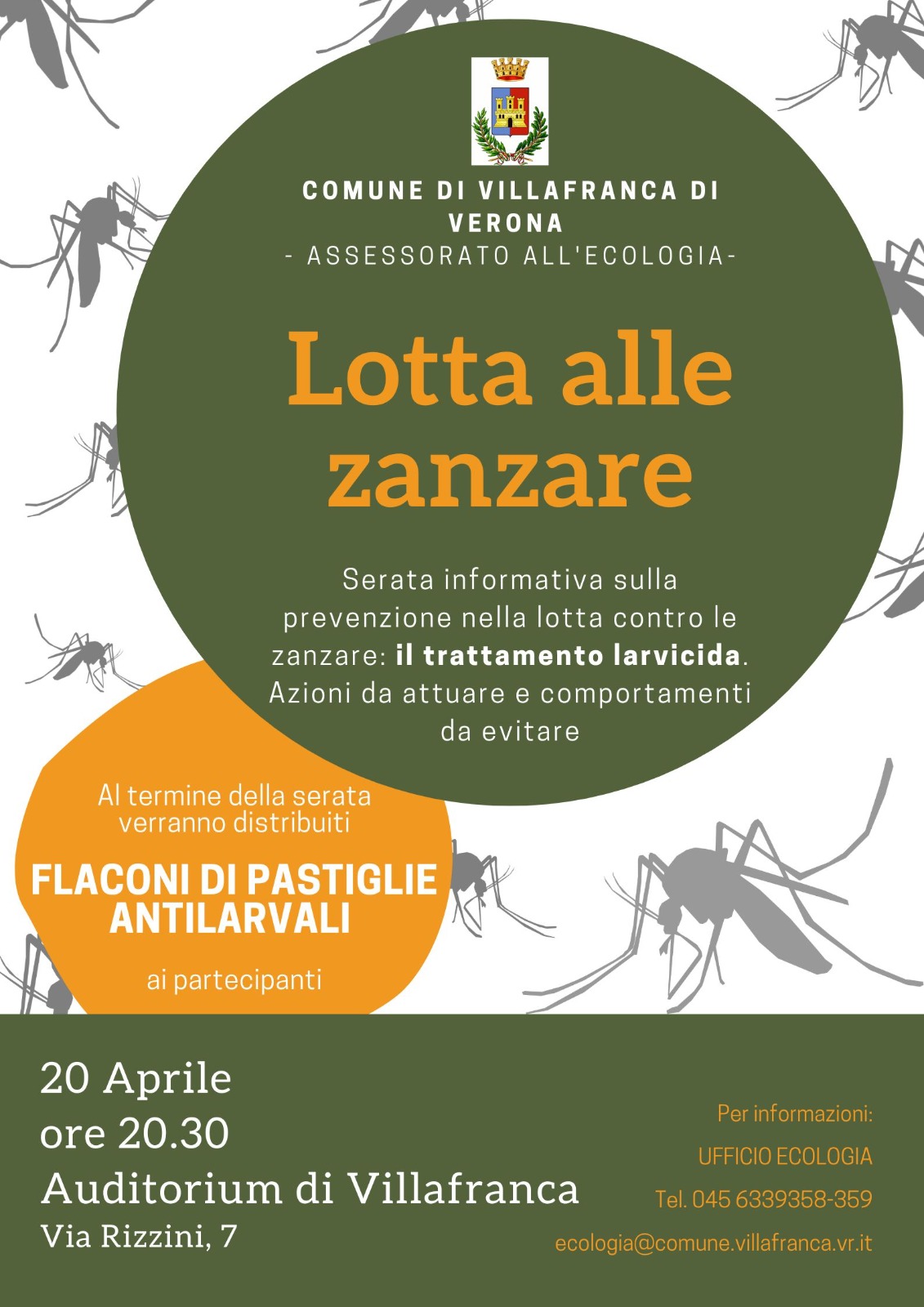 Villafranca, questa sera prima distribuzione del kit anti-zanzare