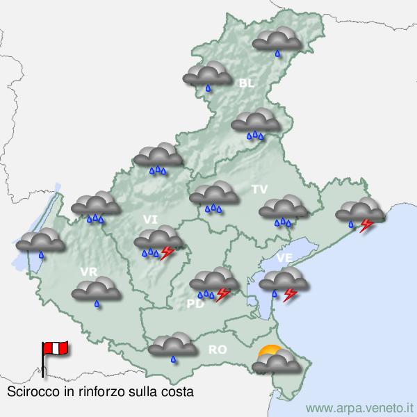 Meteo Veneto, è allarme arancione sino a mercoledì 1 novembre per piogge intense