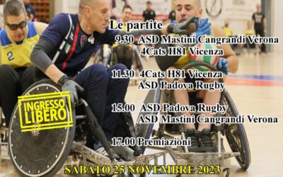Rugby in carrozzina, sabato 25 novembre a Povegliano V.se il Campionato Regionale Veneto