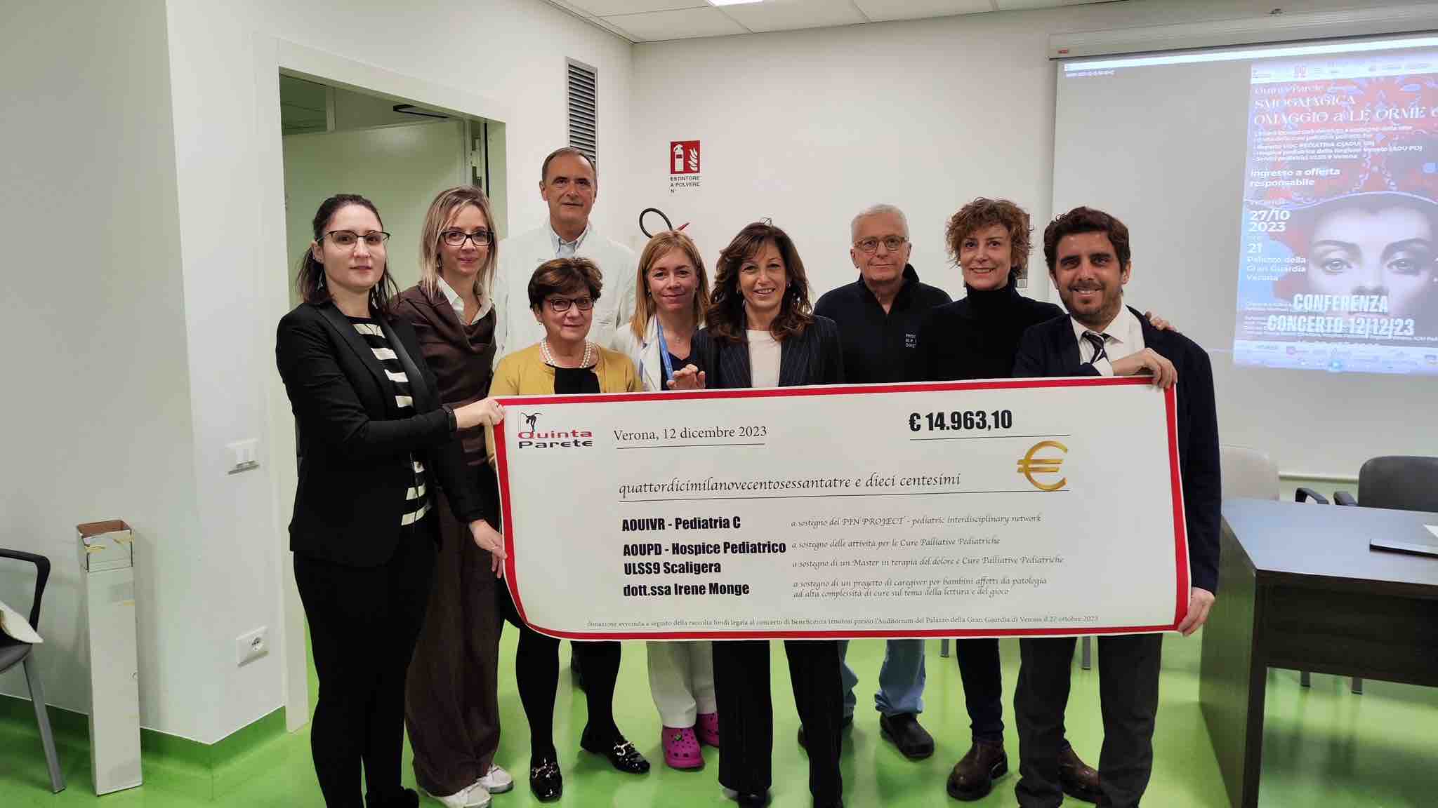 Cure palliative pediatriche. Consegnati 15 mila euro raccolti con una serata benefica